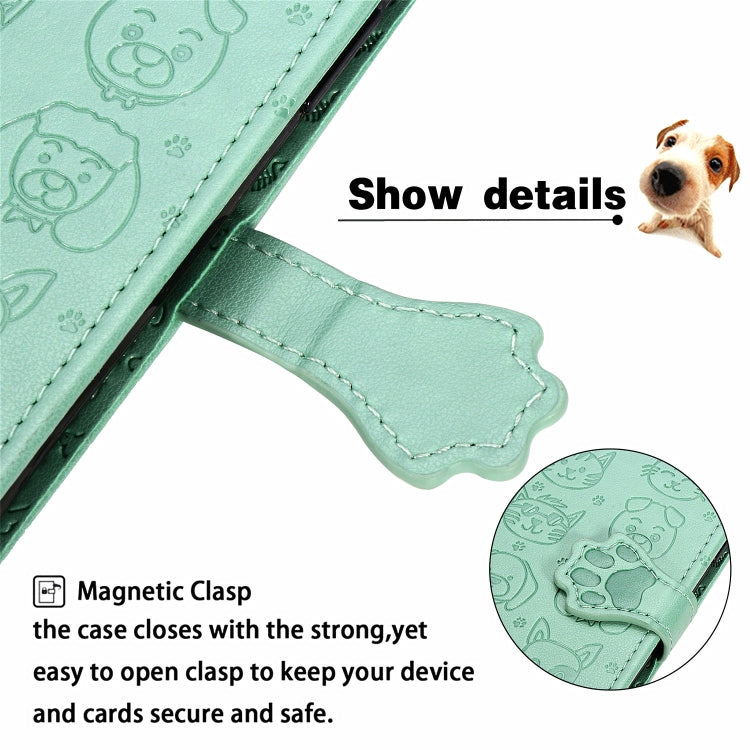 For Galaxy A80/A90 Cute Cat and Dog Embossed Horizontal Flip Leather Case with Bracket / Card Slot / Wallet / Lanyard