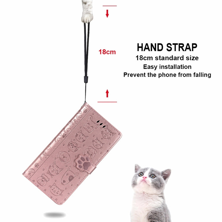 For Galaxy A80/A90 Cute Cat and Dog Embossed Horizontal Flip Leather Case with Bracket / Card Slot / Wallet / Lanyard