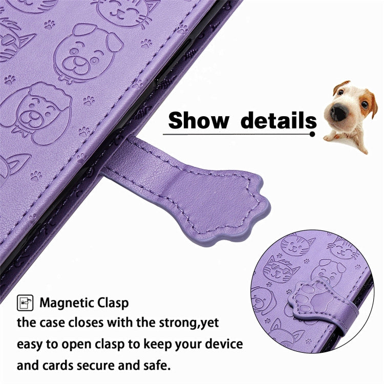 For Galaxy A80/A90 Cute Cat and Dog Embossed Horizontal Flip Leather Case with Bracket / Card Slot / Wallet / Lanyard