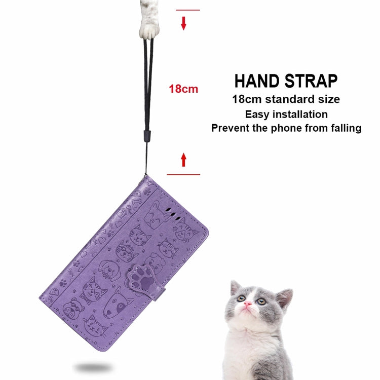 For Galaxy A80/A90 Cute Cat and Dog Embossed Horizontal Flip Leather Case with Bracket / Card Slot / Wallet / Lanyard