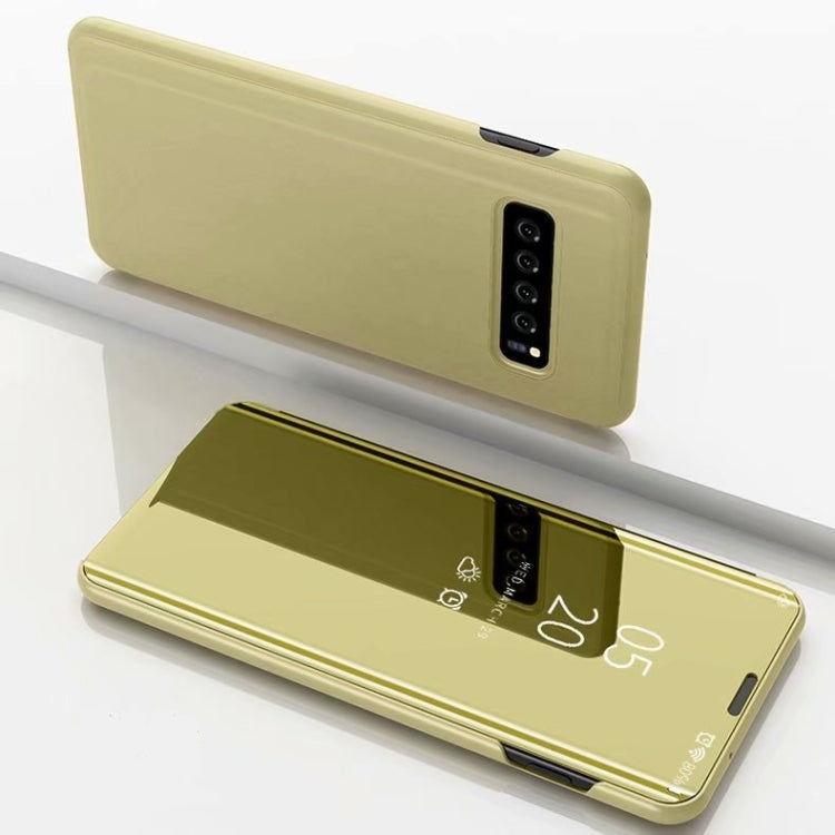 For LG V60 Plated Mirror Horizontal Flip Leather Case with Holder
