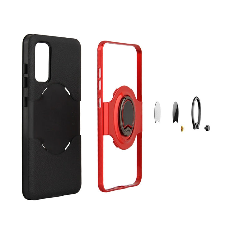 For Galaxy S20 Dual Layer TPU+PC Hybrid Armor Shockproof Case with 360 Degree Rotating Metal Ring Holder