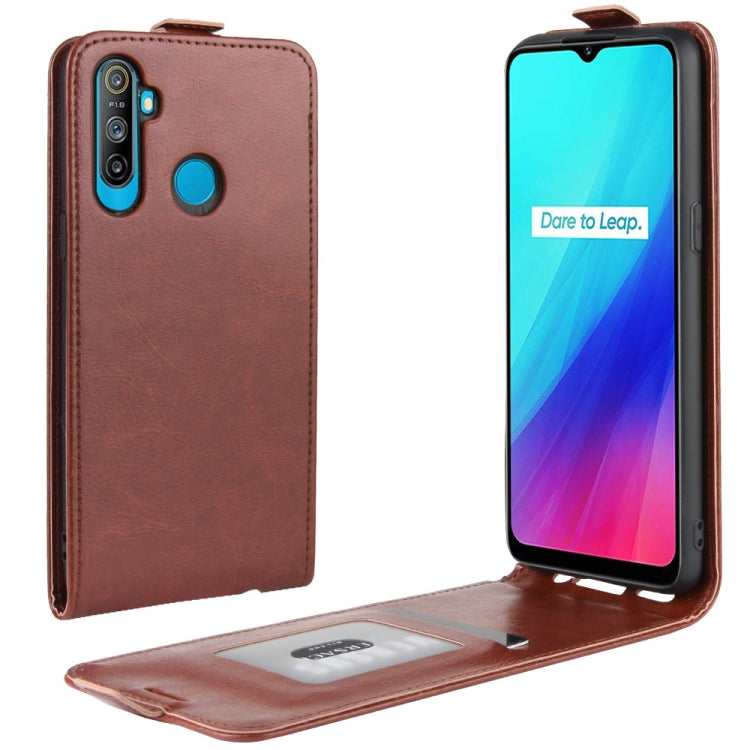 For OPPO Realme C3 (3 Cameras) / Realme 5 R64 Texture Single Vertical Flip PU Leather Protective Case with Card Slot & Photo Frame