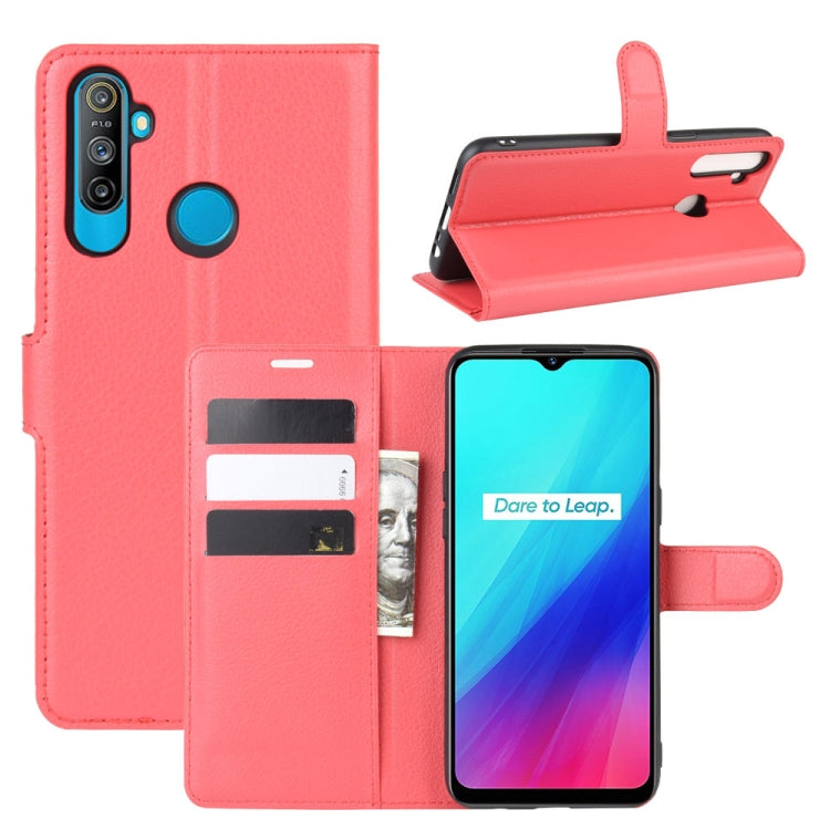 For OPPO Realme C3 (3 Cameras) Litchi Texture Horizontal Flip Protective Case with Holder & Card Slots & Wallet