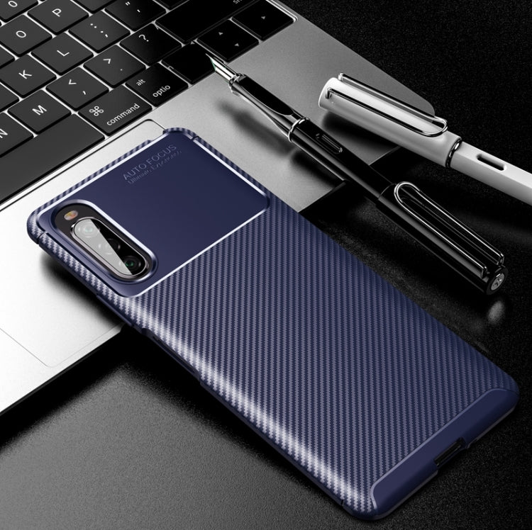 For Sony Xperia 10 II Carbon Fiber Texture Shockproof TPU Case