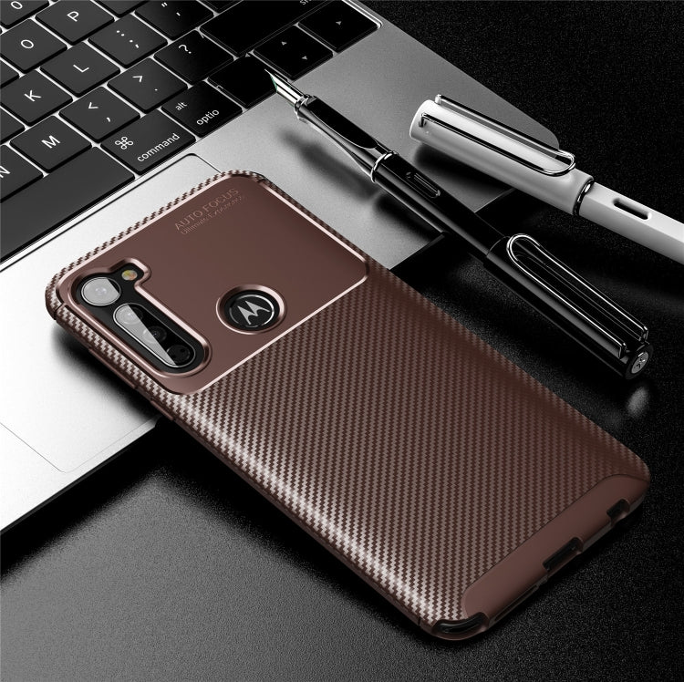 For MOTO G Stylus Carbon Fiber Texture Shockproof TPU Case(Brown)