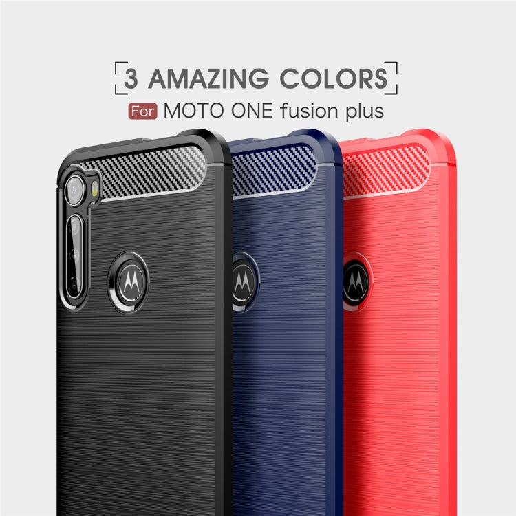 For Moto One Fusion Plus Brushed Texture Carbon Fiber TPU Case(Black)
