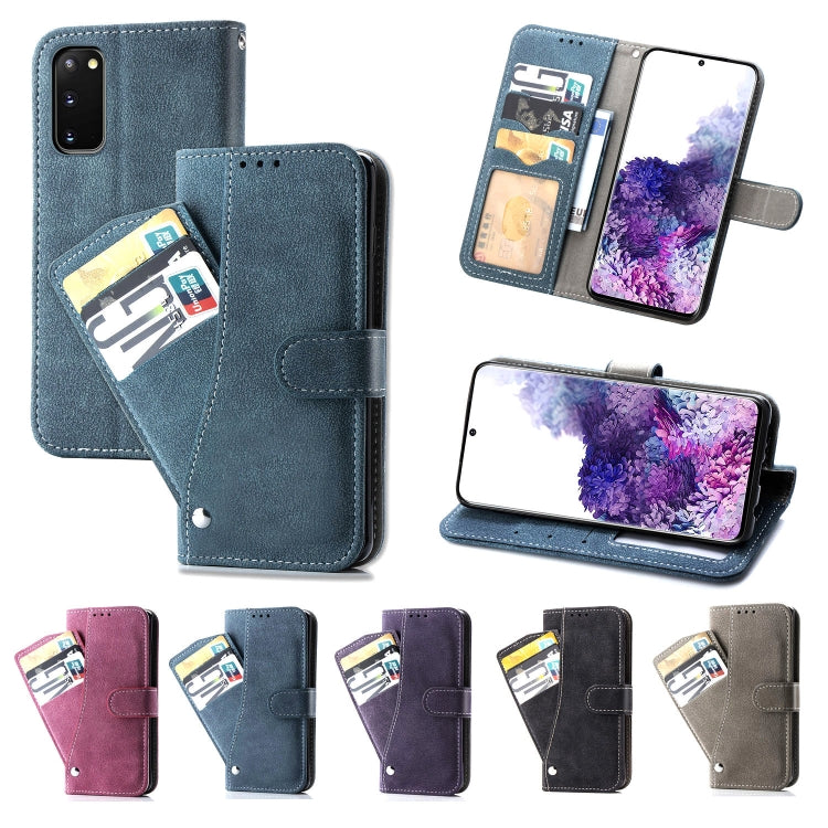 For Galaxy S20 Rotary Card Matte PU Leather Case with Card Slots & Photo Frame & Holder