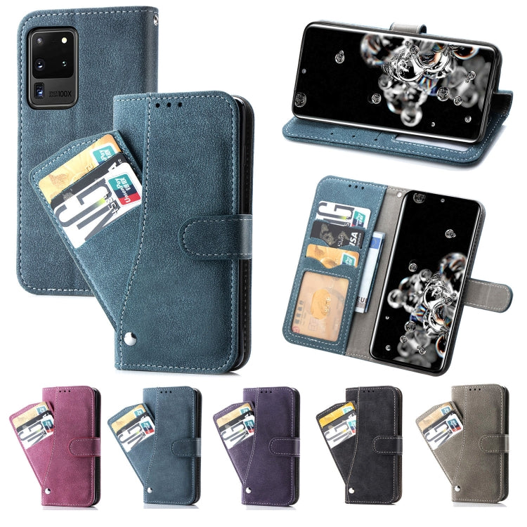 For Galaxy S20 Ultra Rotary Card Matte PU Leather Case with Card Slots & Photo Frame & Holder