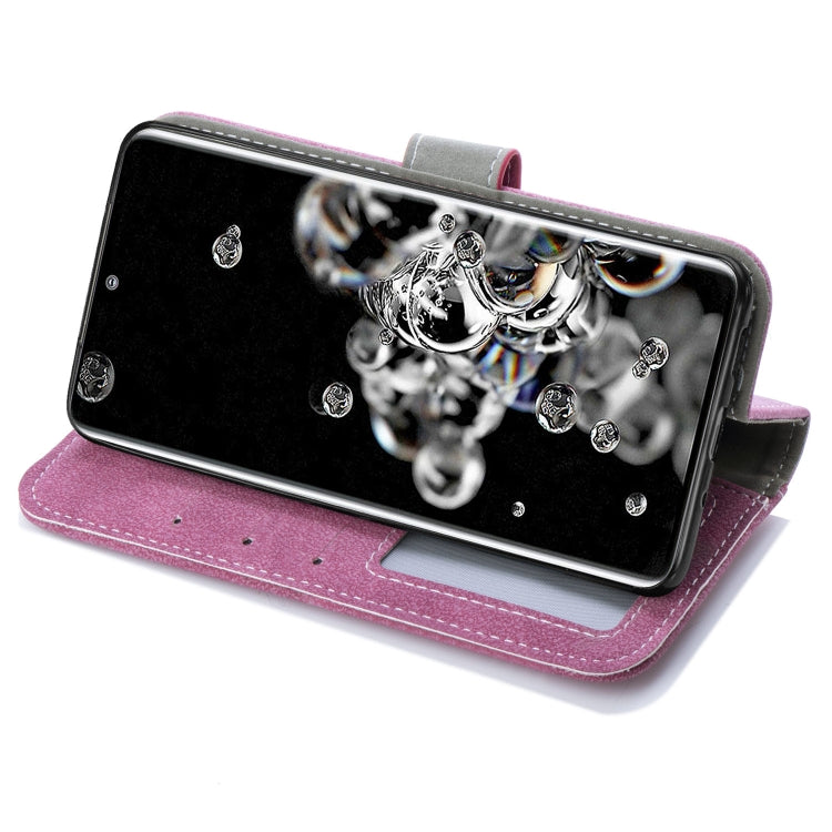 For Galaxy S20 Ultra Rotary Card Matte PU Leather Case with Card Slots & Photo Frame & Holder