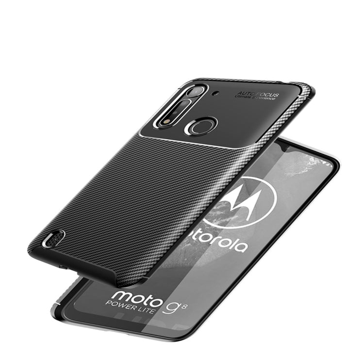 For Moto G8 Power Lite Carbon Fiber Texture Shockproof TPU Case