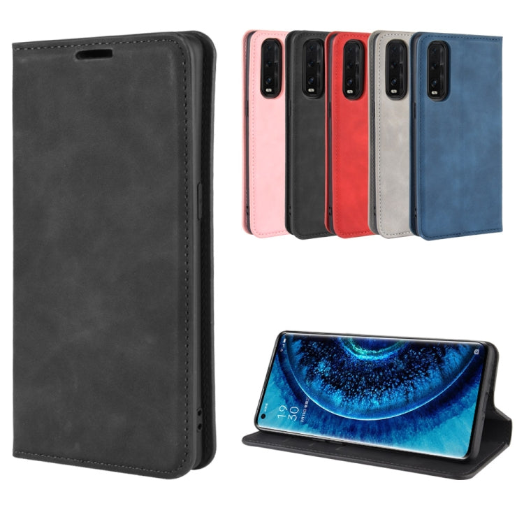 For Oppo Find X2 Retro-skin Business Magnetic Suction Leather Case with Holder & Card Slots & Wallet