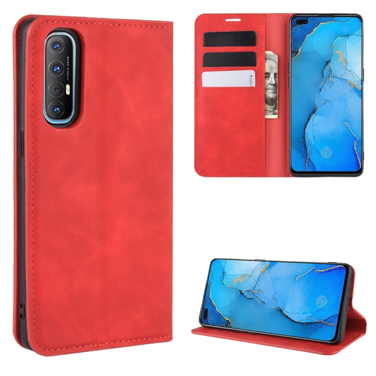 For Oppo Reno3 Pro Retro-skin Business Magnetic Suction Leather Case with Holder & Card Slots & Wallet
