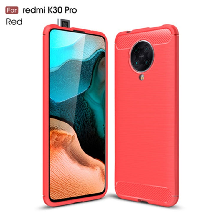 For Xiaomi Redmi K30 Pro Brushed Texture Carbon Fiber TPU Case(Red)