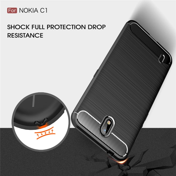 For Nokia C1 Brushed Texture Carbon Fiber TPU Case