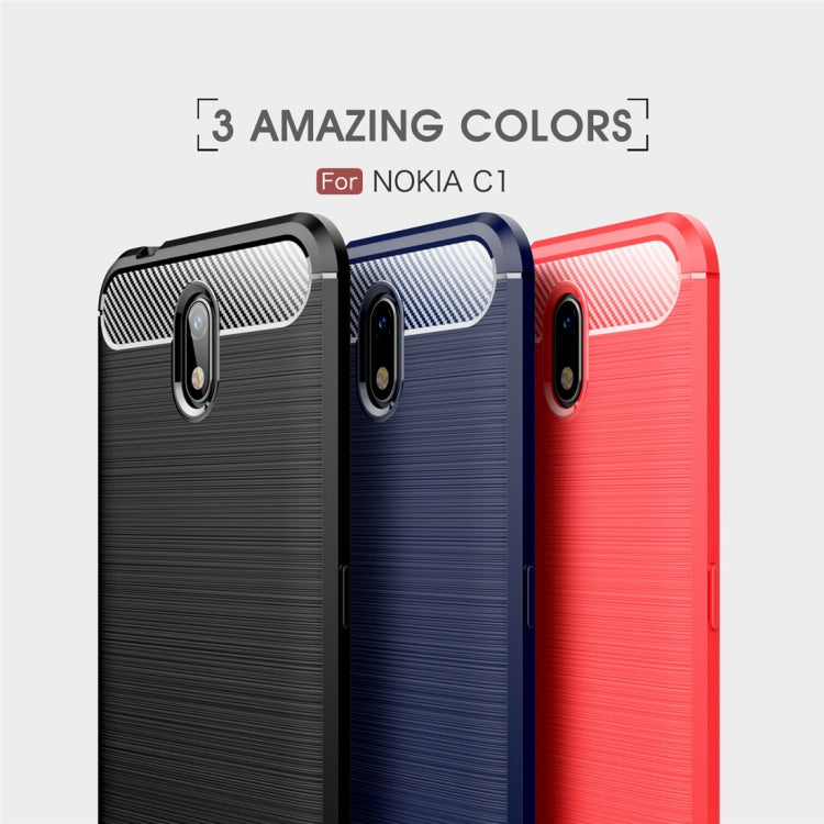 For Nokia C1 Brushed Texture Carbon Fiber TPU Case