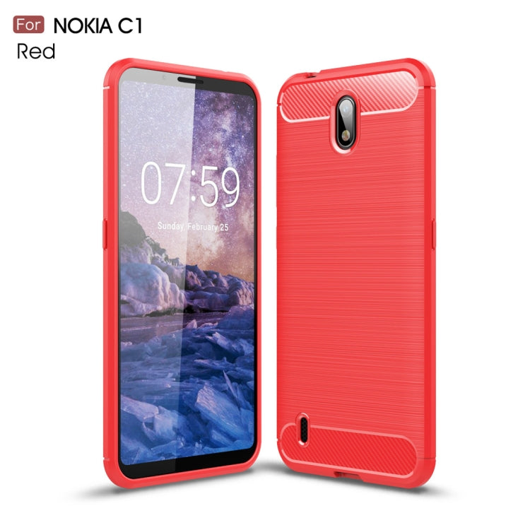 For Nokia C1 Brushed Texture Carbon Fiber TPU Case