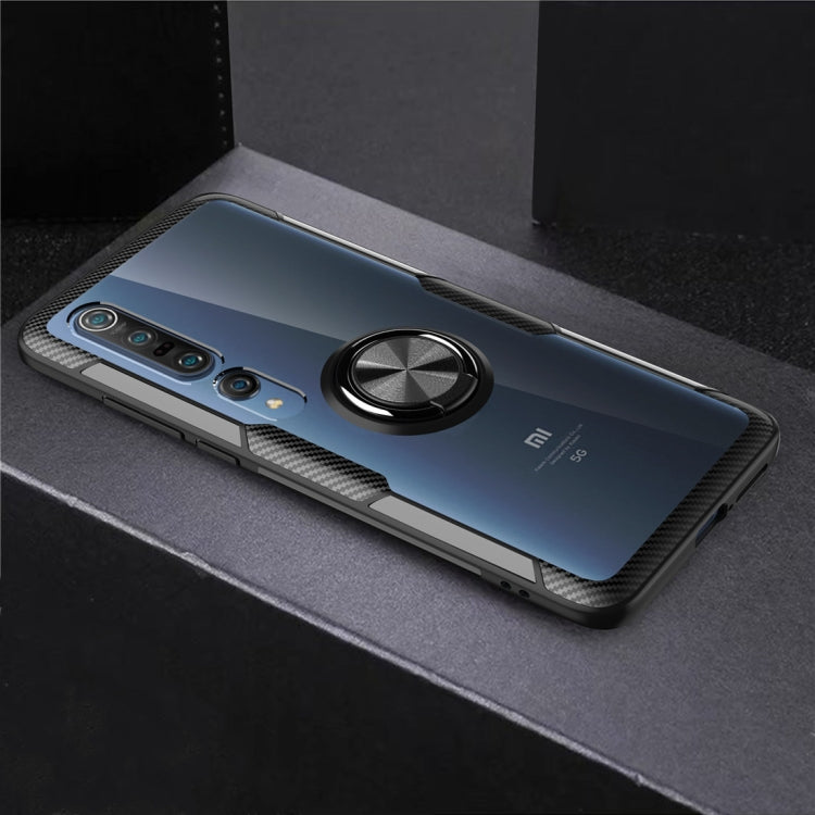 For Xiaomi Mi 10 / 10 Pro Shockproof Transparent TPU + Acrylic Protective Case with Ring Holder