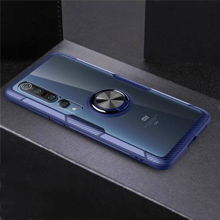 For Xiaomi Mi 10 / 10 Pro Shockproof Transparent TPU + Acrylic Protective Case with Ring Holder