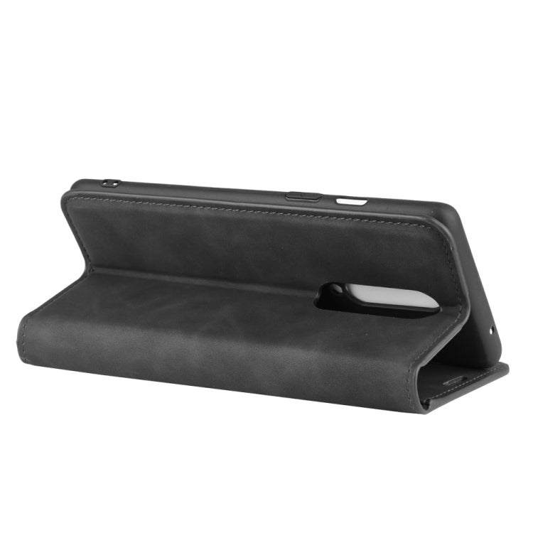 For OnePlus 8 Retro-skin Business Magnetic Suction Leather Case with Holder & Card Slots & Wallet