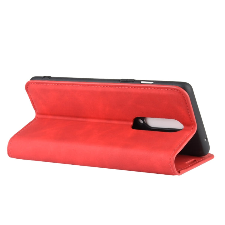 For OnePlus 8 Retro-skin Business Magnetic Suction Leather Case with Holder & Card Slots & Wallet