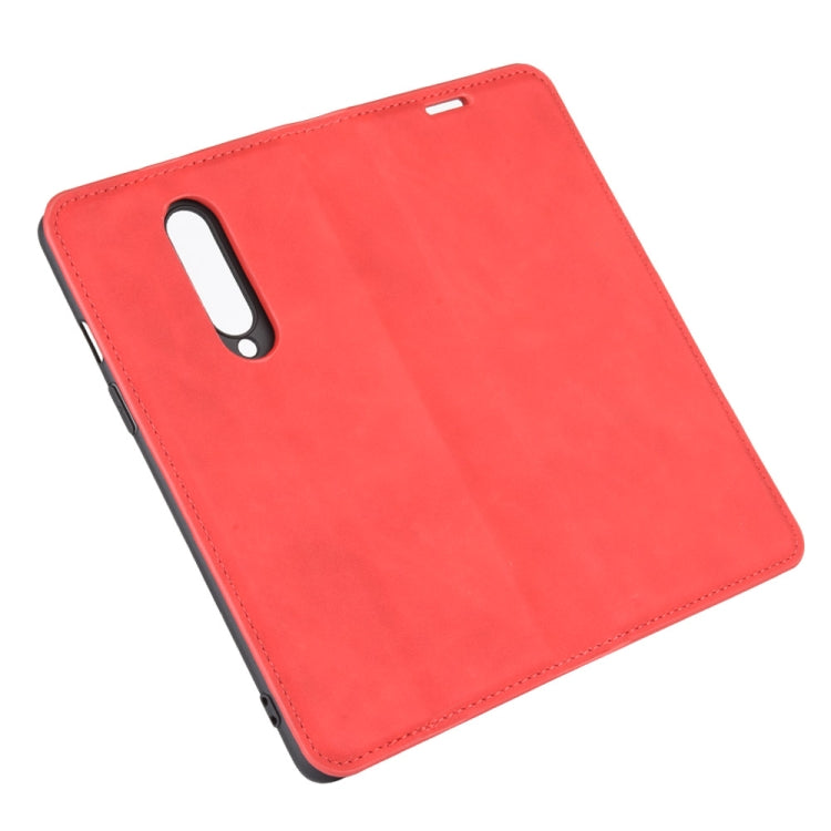 For OnePlus 8 Retro-skin Business Magnetic Suction Leather Case with Holder & Card Slots & Wallet