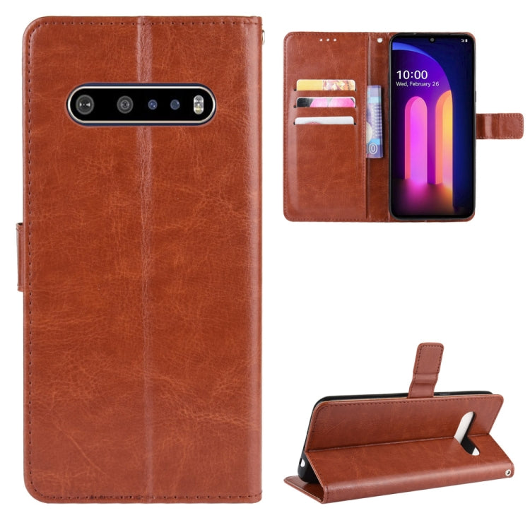 For LG V60 ThinQ 5G Retro Crazy Horse Texture Horizontal Flip Leather Case , with Holder & Card Slots & Photo Frame