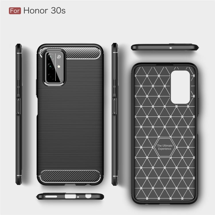 For Huawei Honor 30S Brushed Texture Carbon Fiber TPU Case(Black)