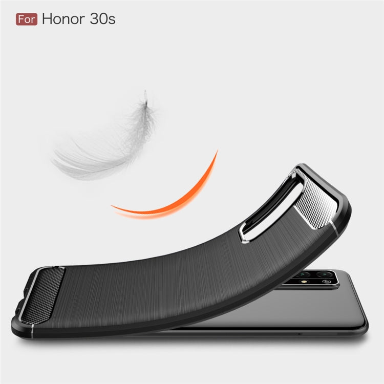 For Huawei Honor 30S Brushed Texture Carbon Fiber TPU Case(Black)