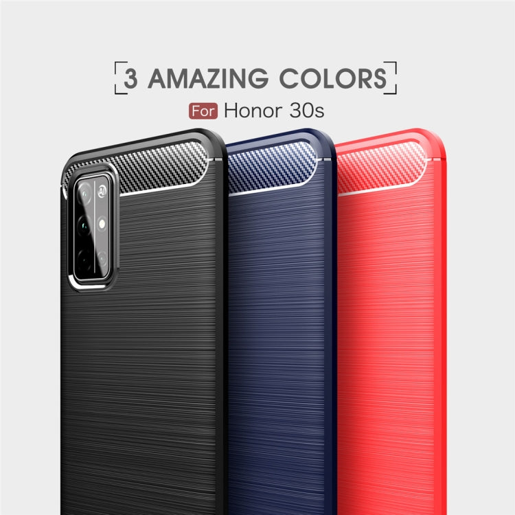 For Huawei Honor 30S Brushed Texture Carbon Fiber TPU Case(Black)