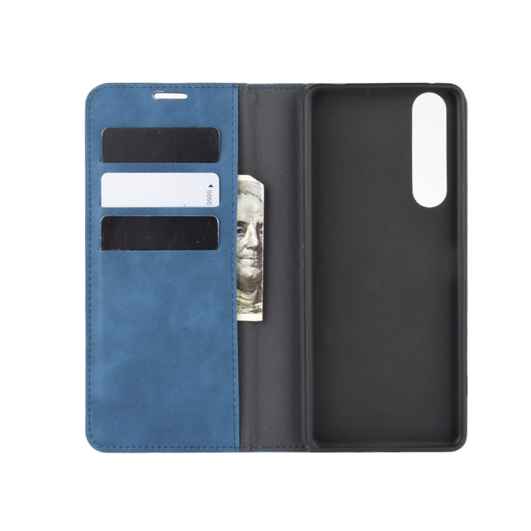 For Sony Xperia 1 II Retro-skin Business Magnetic Suction Leather Case with Holder & Card Slots & Wallet