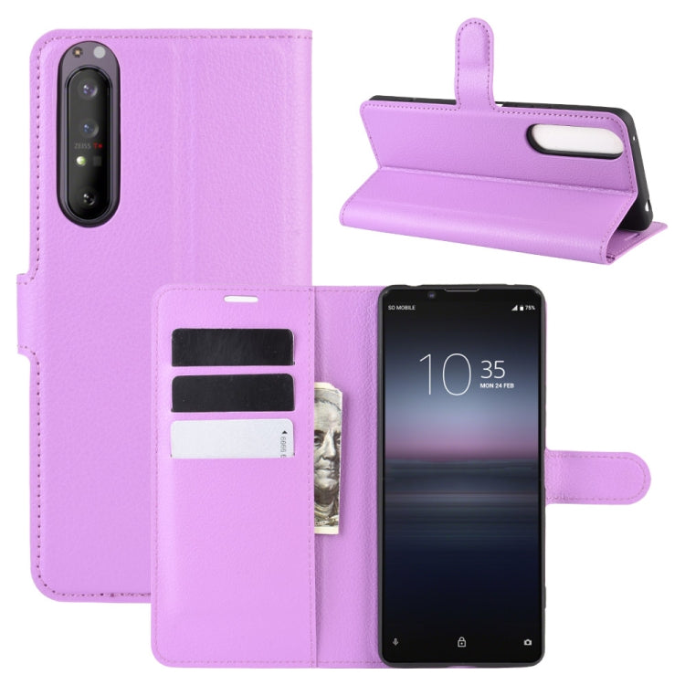 For Sony Xperia 1 II Litchi Texture Horizontal Flip Protective Case with Holder & Card Slots & Wallet