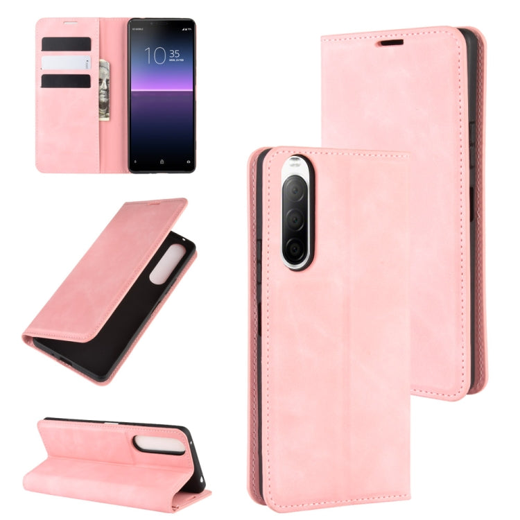 For Sony Xperia 10 II Retro-skin Business Magnetic Suction Leather Case with Holder & Card Slots & Wallet
