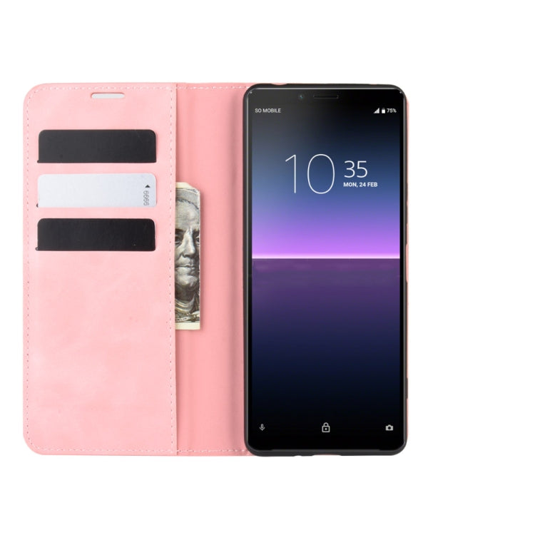 For Sony Xperia 10 II Retro-skin Business Magnetic Suction Leather Case with Holder & Card Slots & Wallet
