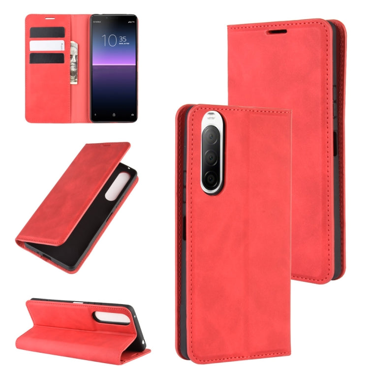 For Sony Xperia 10 II Retro-skin Business Magnetic Suction Leather Case with Holder & Card Slots & Wallet