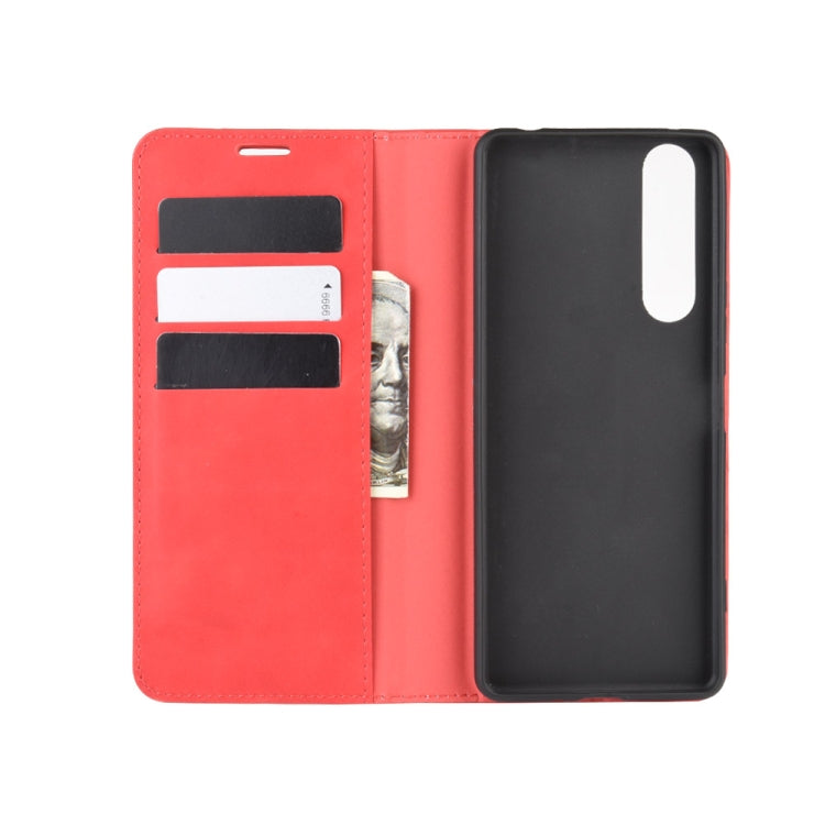 For Sony Xperia 10 II Retro-skin Business Magnetic Suction Leather Case with Holder & Card Slots & Wallet