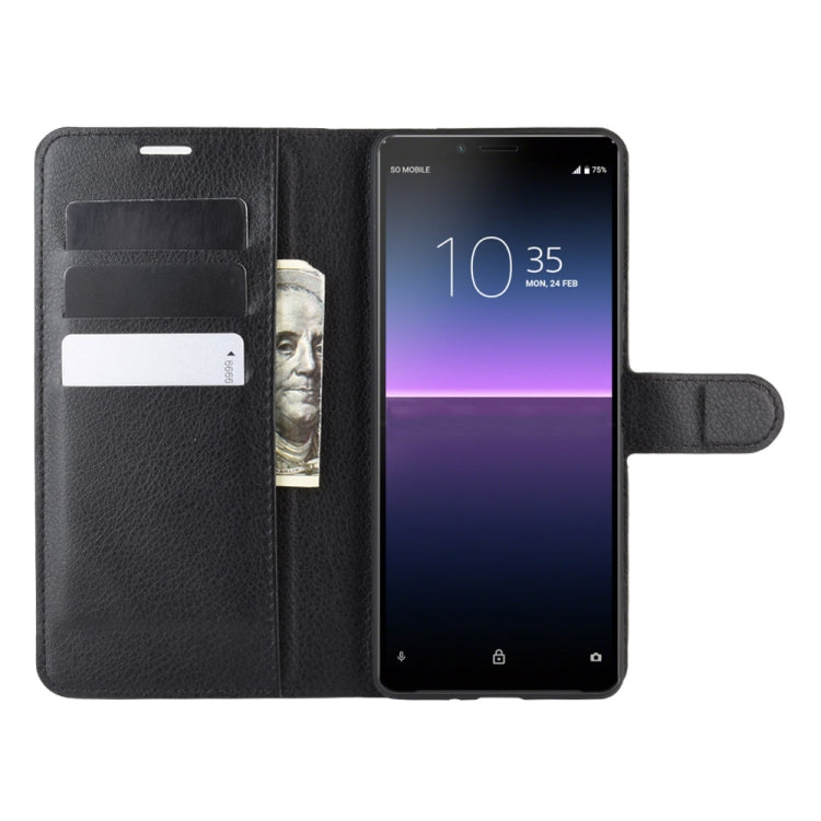 For Sony Xperia 10 II Litchi Texture Horizontal Flip Protective Case with Holder & Card Slots & Wallet