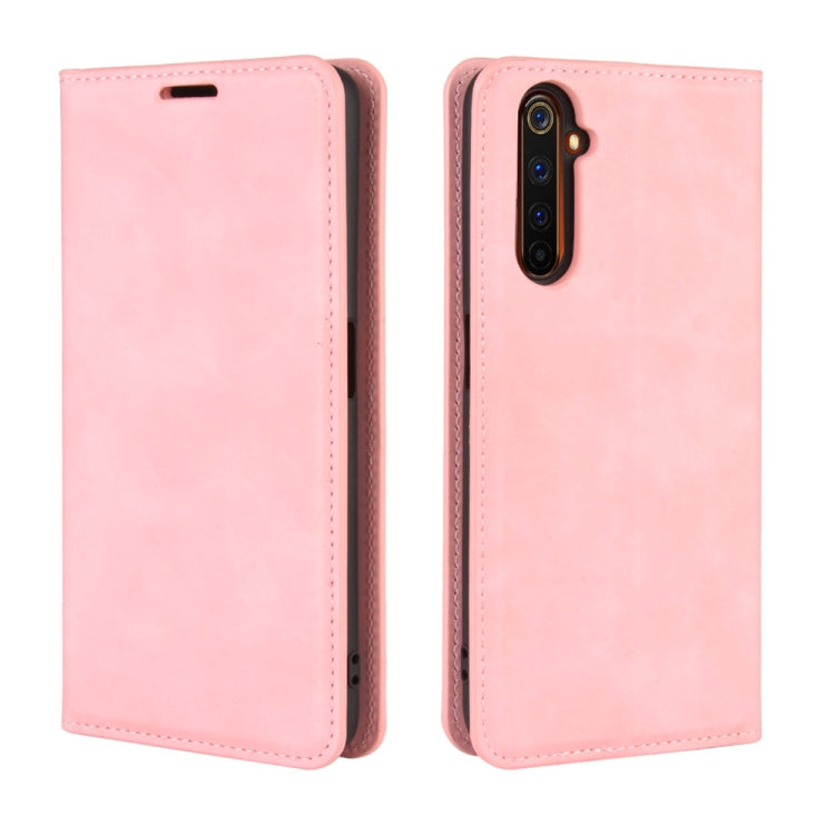 For OPPO Realme 6 Pro Retro-skin Business Magnetic Suction Leather Case with Holder & Card Slots & Wallet