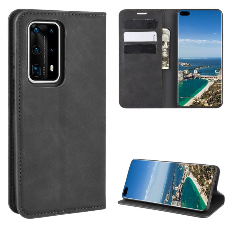 For Huawei P40 Pro+ Retro-skin Business Magnetic Suction Leather Case with Holder & Card Slots & Wallet