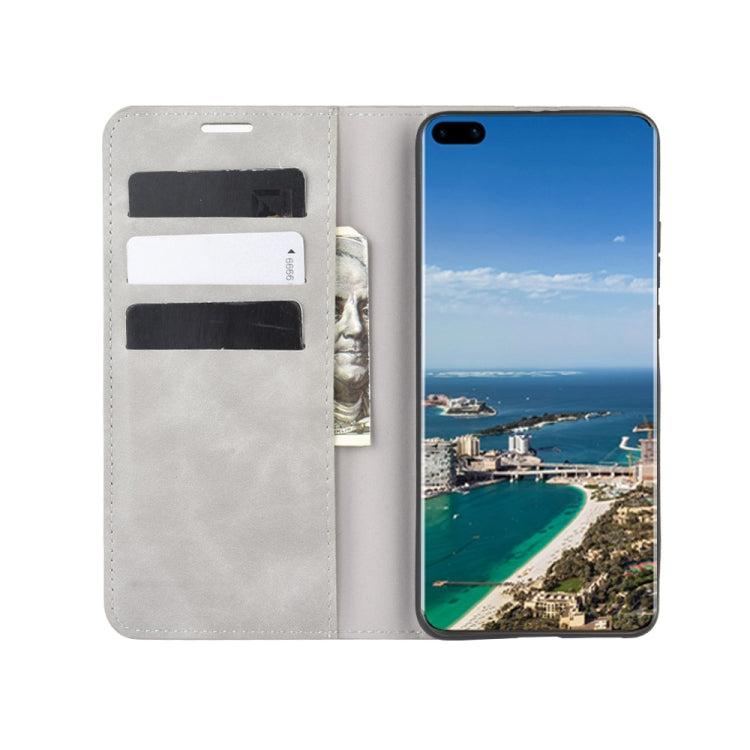 For Huawei P40 Pro+ Retro-skin Business Magnetic Suction Leather Case with Holder & Card Slots & Wallet