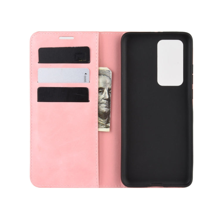 For Huawei P40 Pro+ Retro-skin Business Magnetic Suction Leather Case with Holder & Card Slots & Wallet