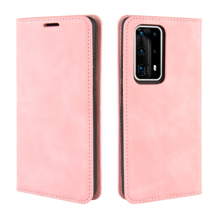 For Huawei P40 Pro+ Retro-skin Business Magnetic Suction Leather Case with Holder & Card Slots & Wallet