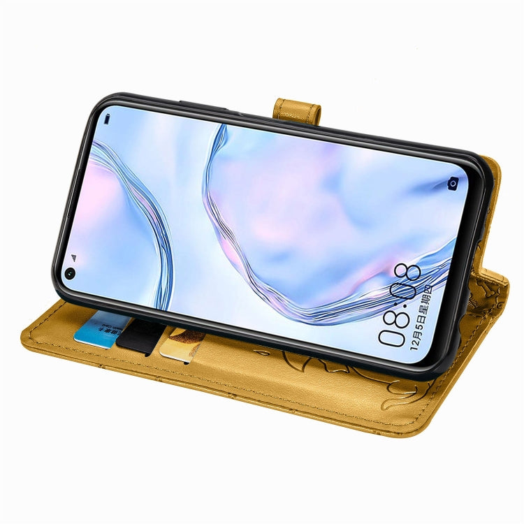 For Huawei P40 Lite/Nova 7i/Nova 6se Cute Cat and Dog Embossed Horizontal Flip Leather Case with Bracket / Card Slot / Wallet / Lanyard