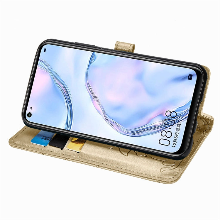 For Huawei P40 Lite/Nova 7i/Nova 6se Cute Cat and Dog Embossed Horizontal Flip Leather Case with Bracket / Card Slot / Wallet / Lanyard