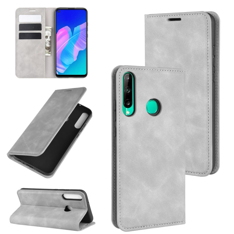 For Huawei P40 lite E Retro-skin Business Magnetic Suction Leather Case with Holder & Card Slots & Wallet