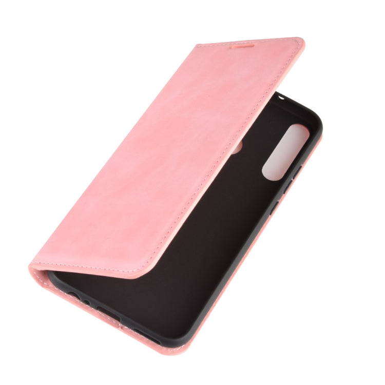 For Huawei P40 lite E Retro-skin Business Magnetic Suction Leather Case with Holder & Card Slots & Wallet