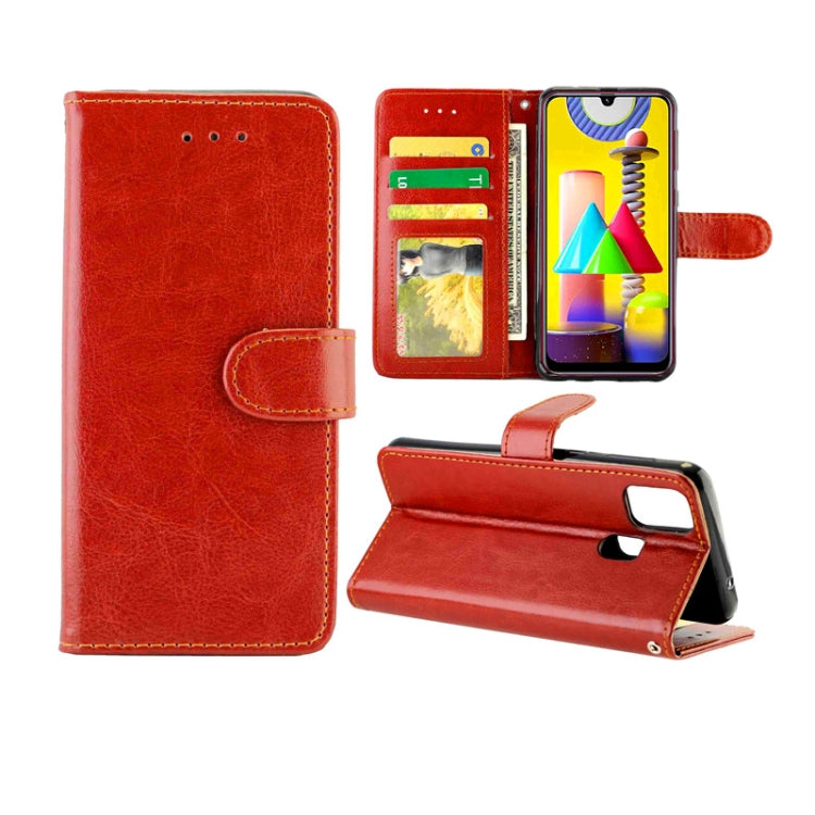 For Galaxy M31 Crazy Horse Texture Leather Horizontal Flip Protective Case with Holder & Card Slots & Wallet & Photo Frame