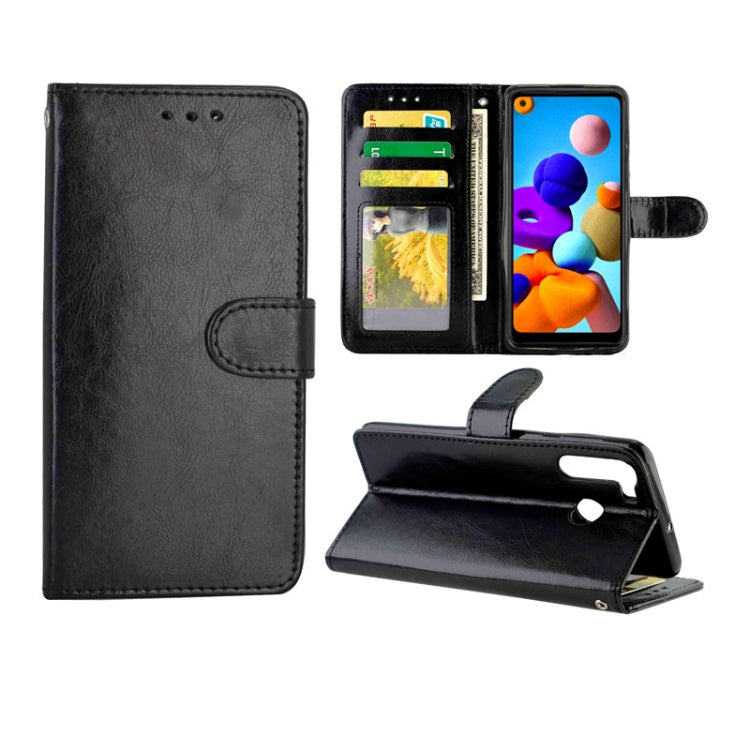 For Galaxy A21 Crazy Horse Texture Leather Horizontal Flip Protective Case with Holder & Card Slots & Wallet & Photo Frame