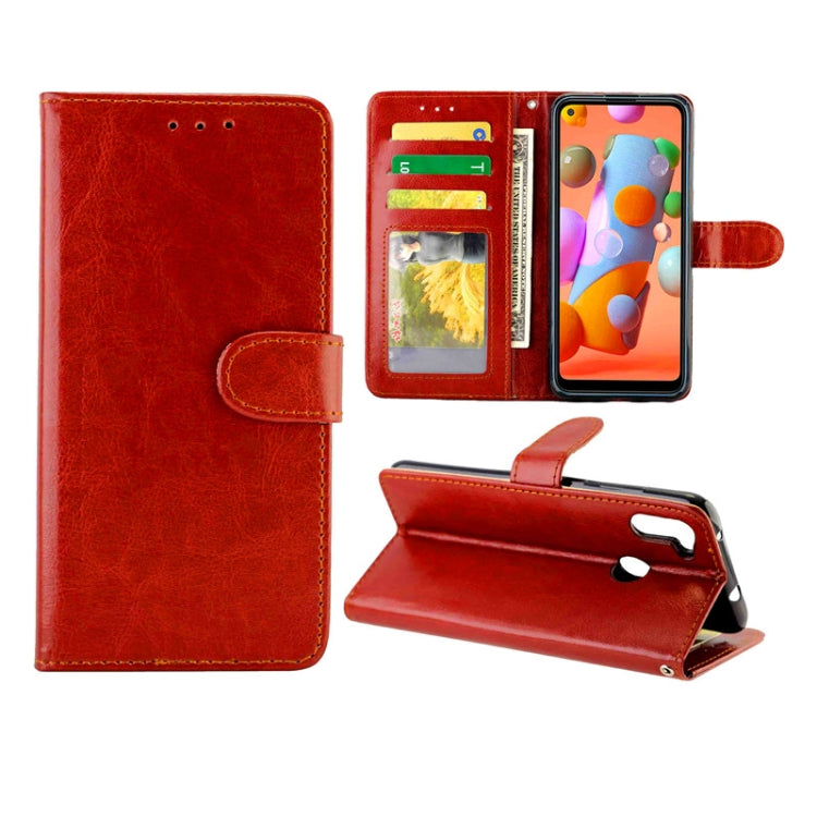 For Galaxy A11 Crazy Horse Texture Leather Horizontal Flip Protective Case with Holder & Card Slots & Wallet & Photo Frame
