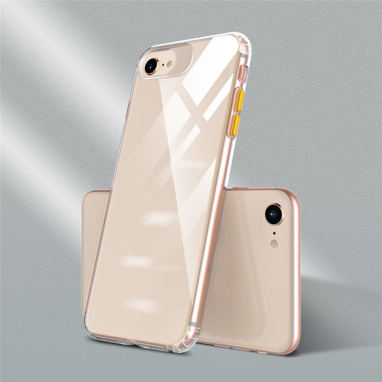 For  iPhone SE 2022 / SE 2020 Color Button Clear Full Coverage Shockproof TPU Case